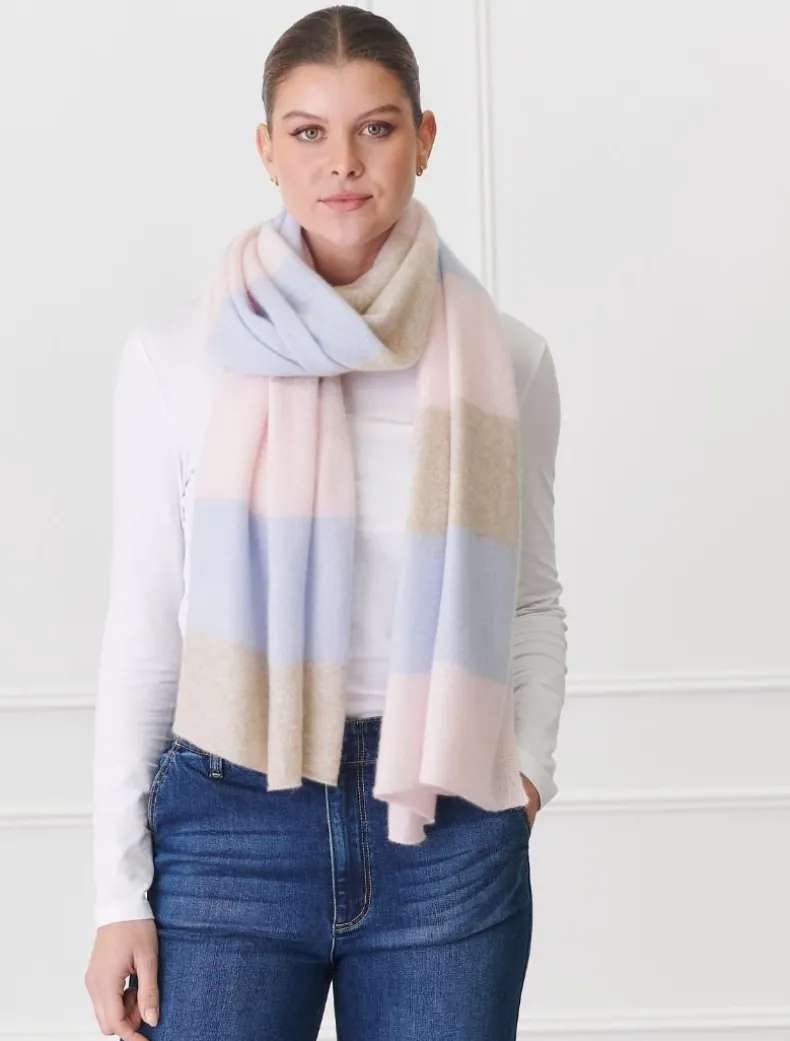 Copenhagen Cashmere Scarf Pink Beige Blue
