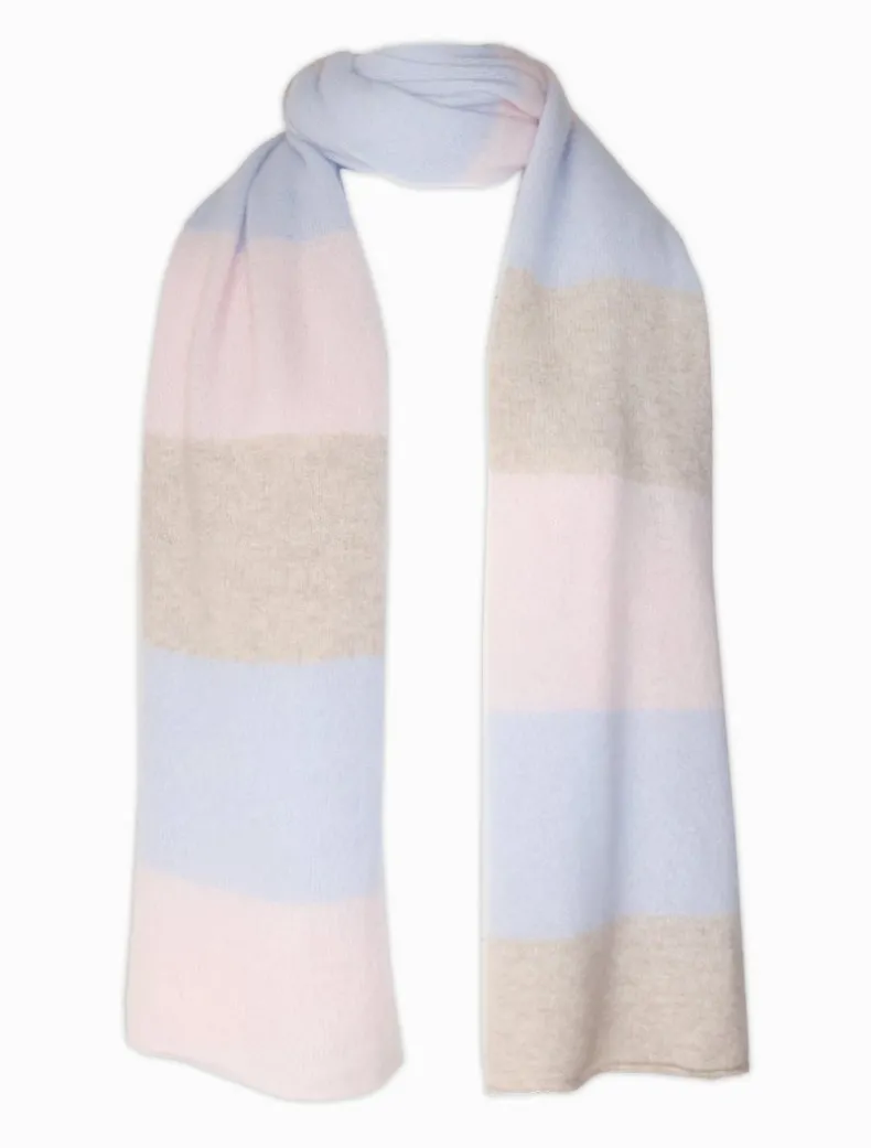 Copenhagen Cashmere Scarf Pink Beige Blue