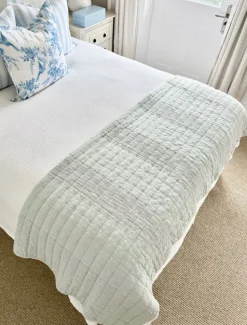 Cotton Quilted Throw Blue