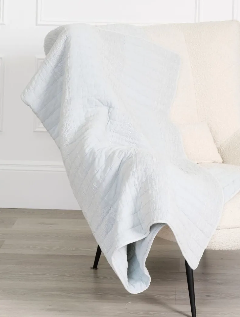 Cotton Quilted Throw Blue