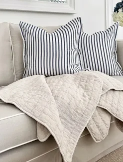 Cotton Quilted Throw Natural