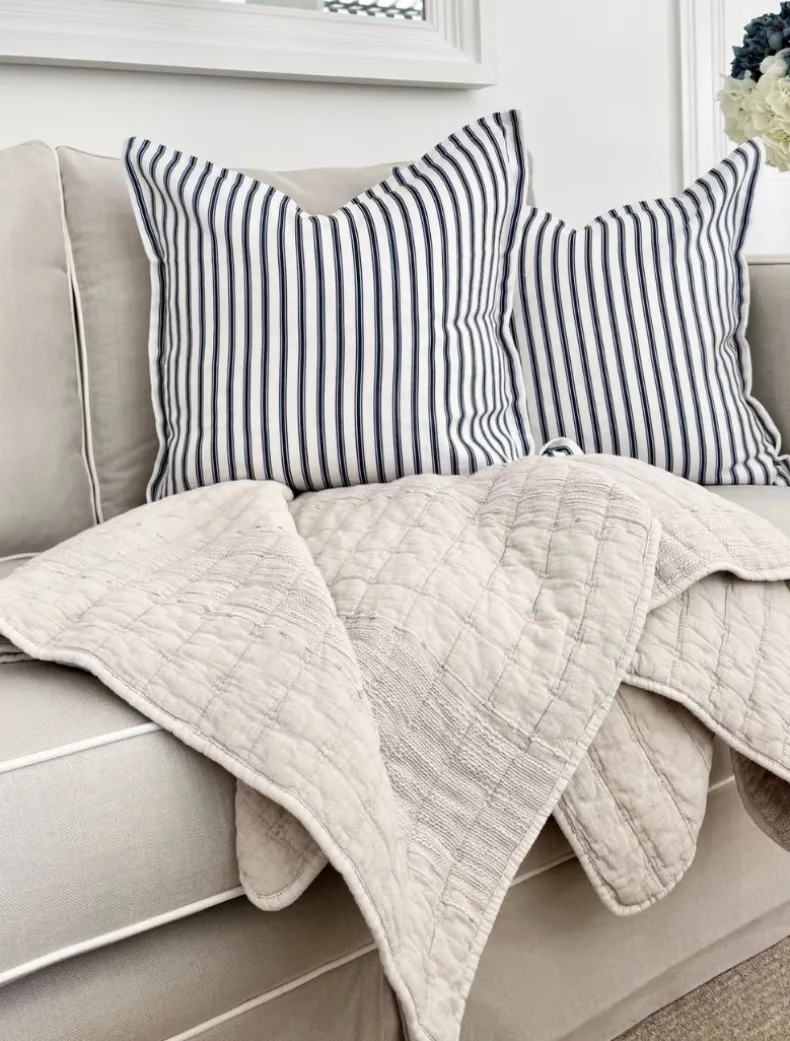 Cotton Quilted Throw Natural