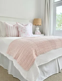 Cotton Quilted Throw Pink