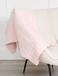Cotton Quilted Throw Pink