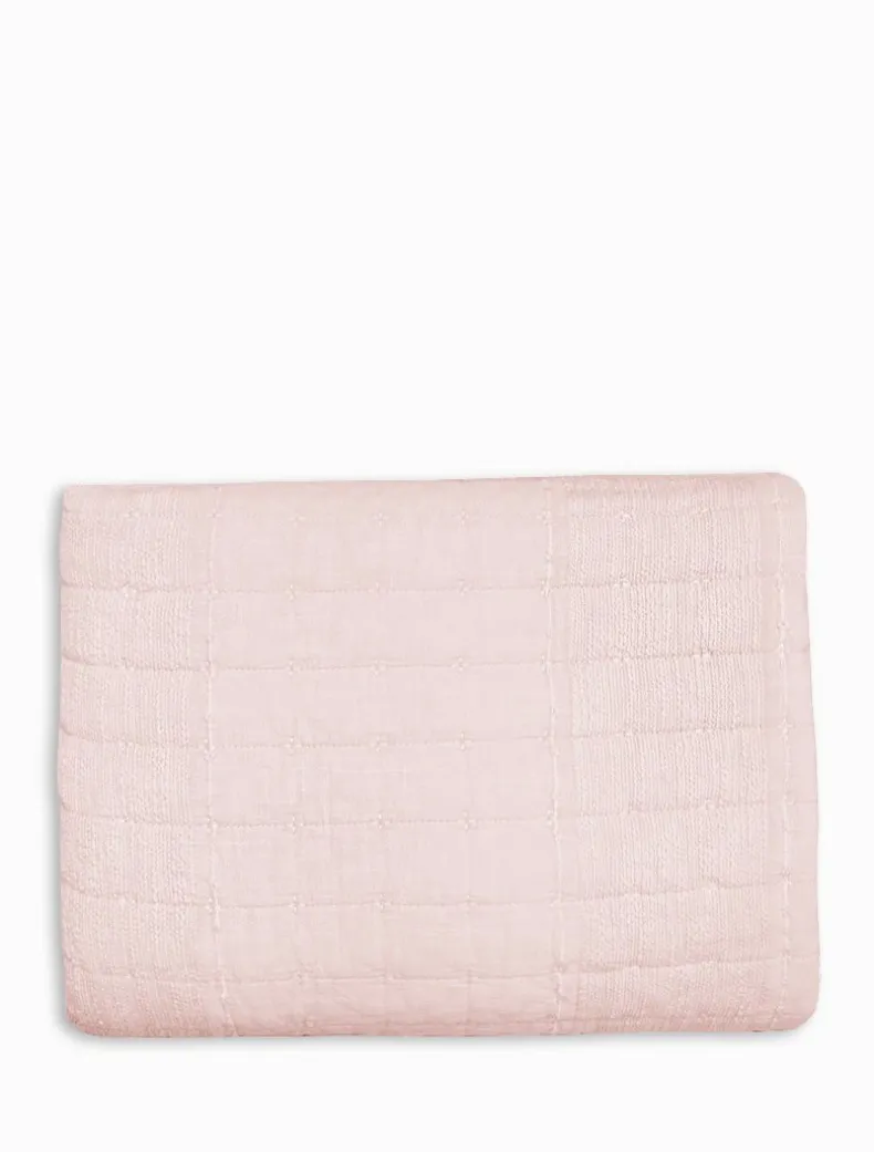 Cotton Quilted Throw Pink
