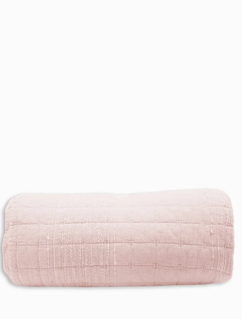Cotton Quilted Throw Pink