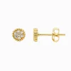 Crown Set Cubic Zirconia Cluster Earrings Gold