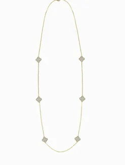 Crusted Clover Necklace Gold