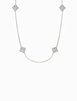 Crusted Clover Necklace Silver