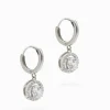 Crystal Circle Drop Earrings Silver