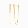 Cubic Zirconia Bar and Chain Earrings Gold