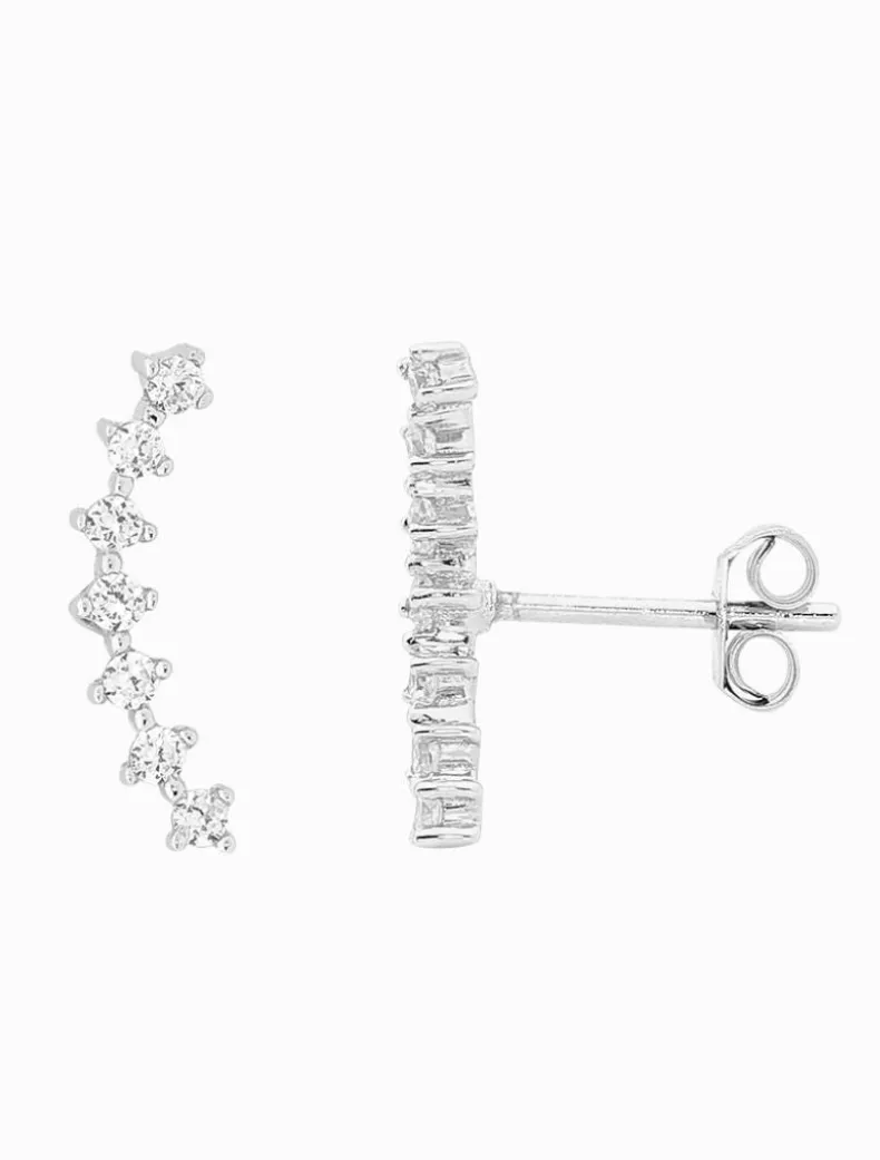 Cubic Zirconia Claw Set Curved Row Studs