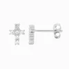 Cubic Zirconia Claw Set Cross Studs Rhodium