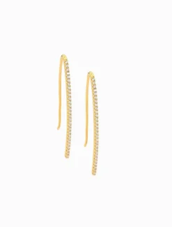 Cubic Zirconia Drop Bar Earrings Gold