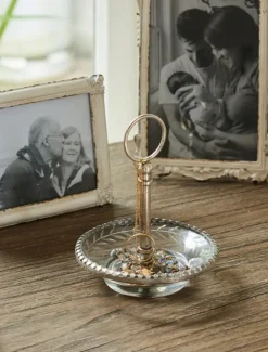 Cut Glass Ring Dish with Handle