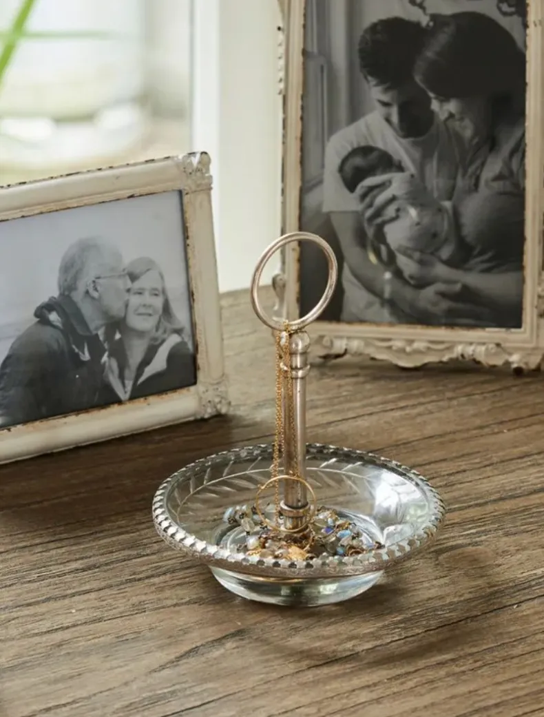 Cut Glass Ring Dish with Handle