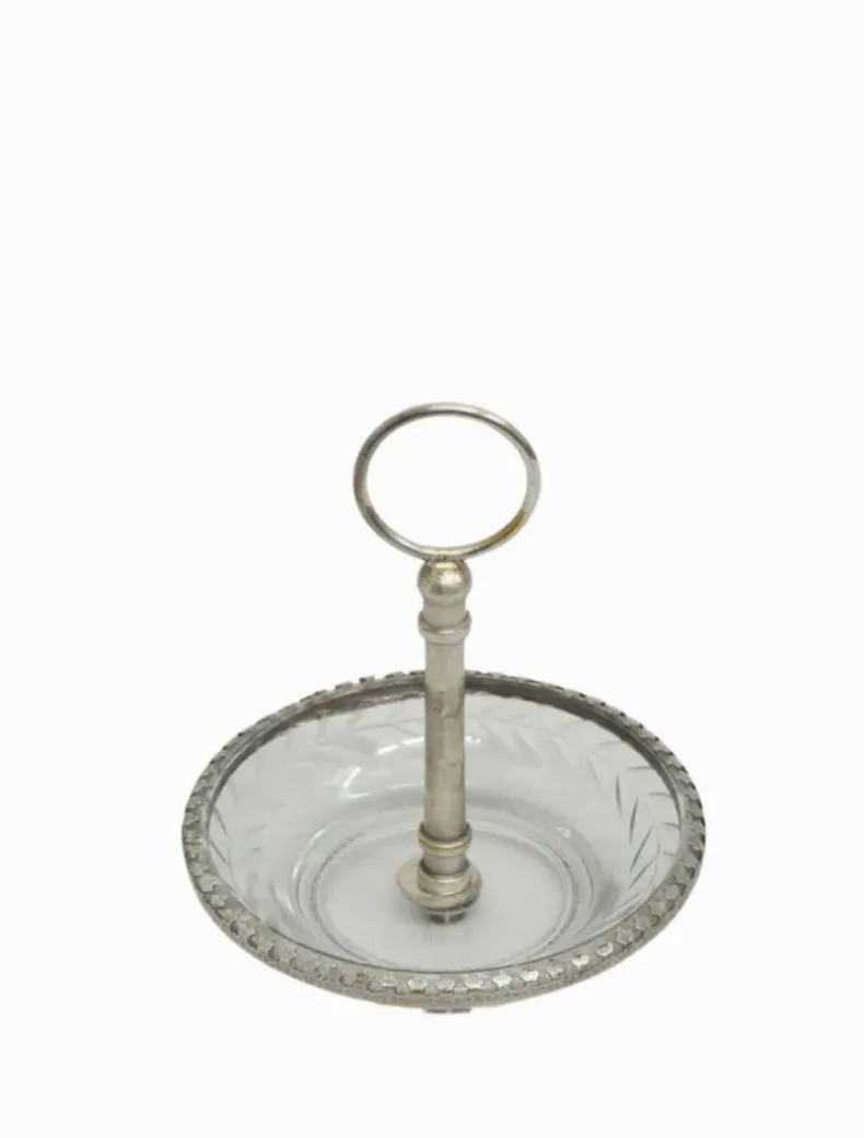 Cut Glass Ring Dish with Handle