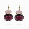 Double Crystal French Hooks Pink and Mauve