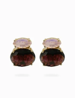 Double Crystal Pink and Mauve Clip Ons