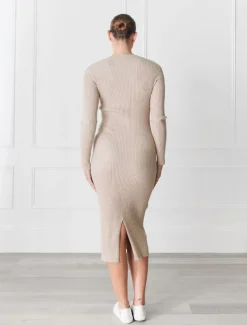 Eden Rib Knit Dress Oatmeal