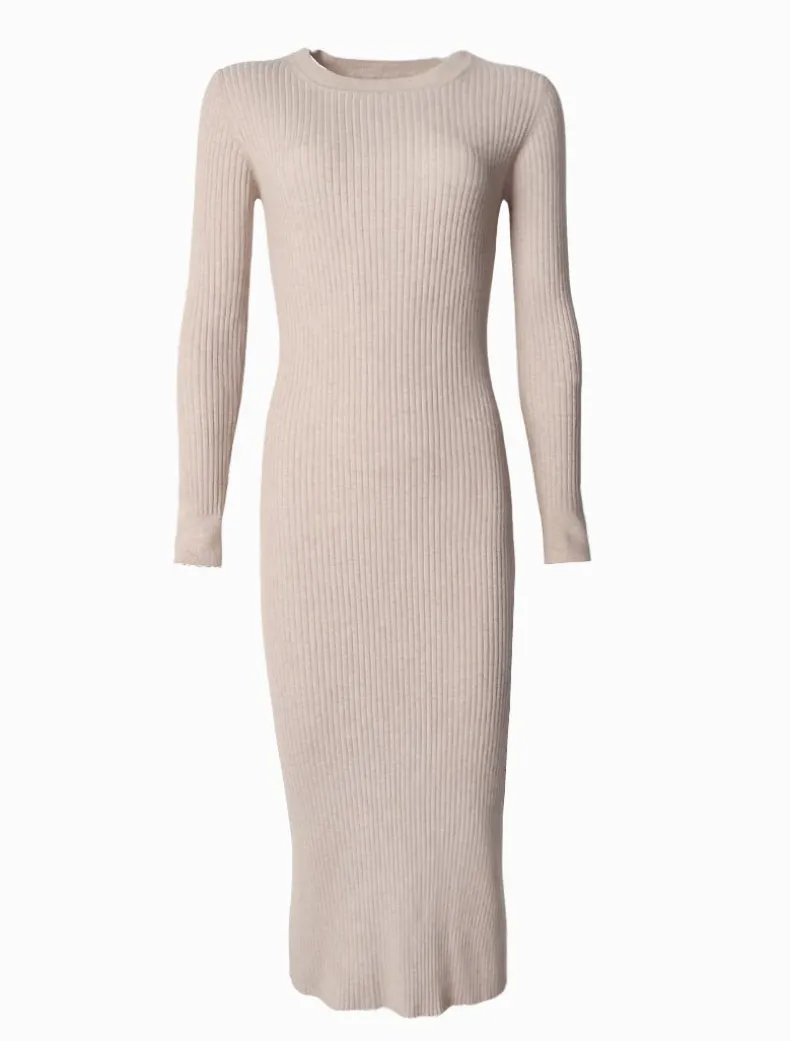 Eden Rib Knit Dress Oatmeal