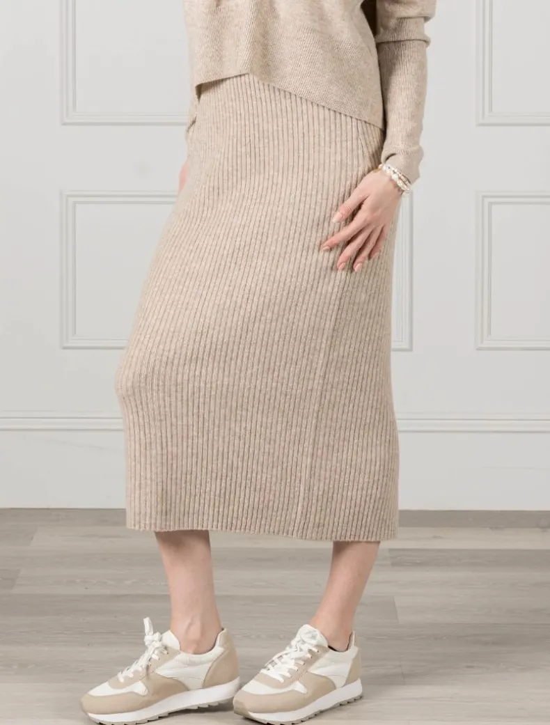 Eden Rib Skirt Oatmeal - FINAL SALE