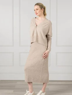 Eden Rib Skirt Oatmeal - FINAL SALE