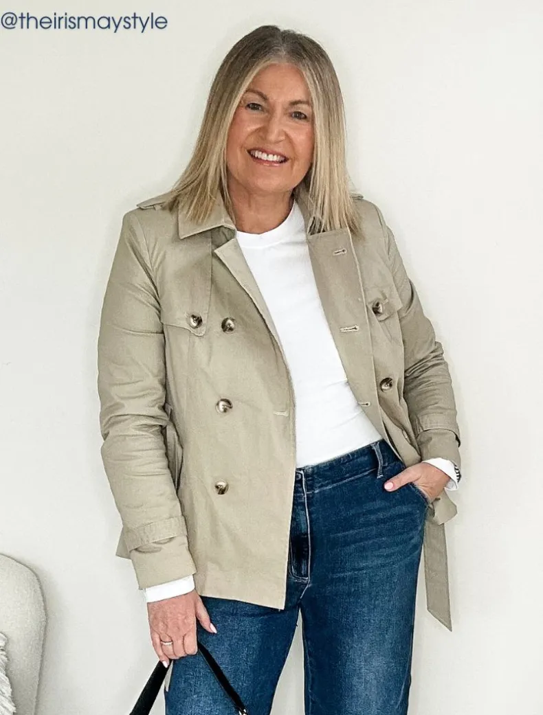 Ella Cropped Trench Coat Stone