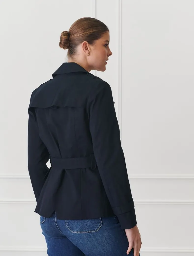 Ella Cropped Trench Coat Navy