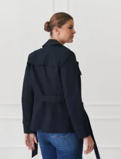 Ella Cropped Trench Coat Navy