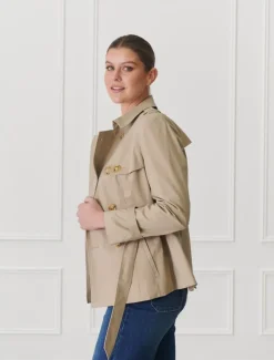 Ella Cropped Trench Coat Stone