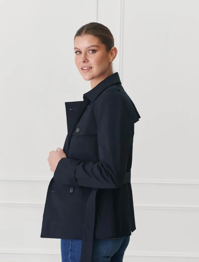 Ella Cropped Trench Coat Navy