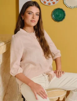 Evie Linen Shirt Cantelope - FINAL SALE