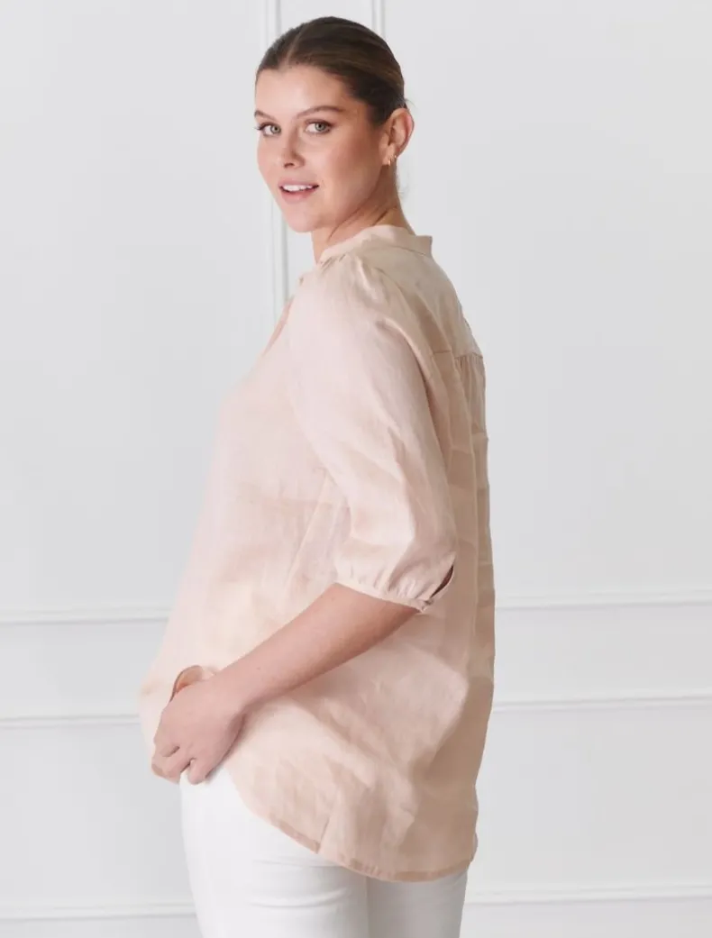 Evie Linen Shirt Cantelope - FINAL SALE