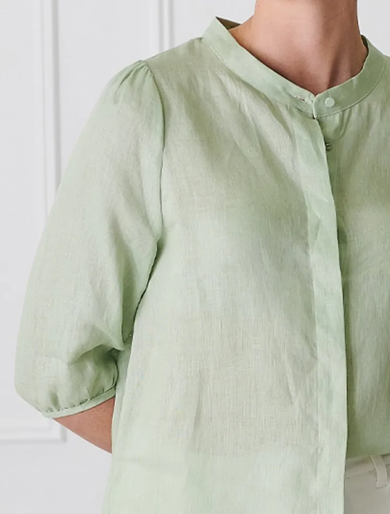 Evie Linen Shirt Light Green - FINAL SALE