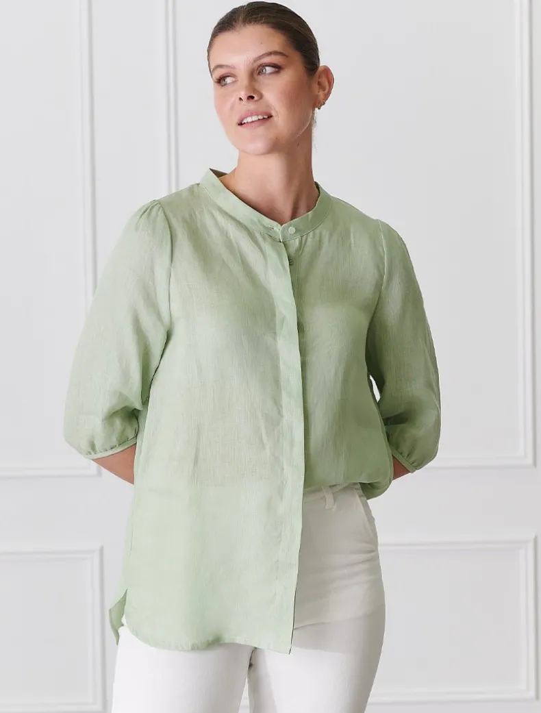 Evie Linen Shirt Light Green - FINAL SALE