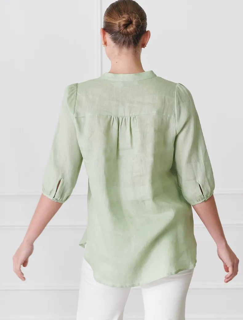 Evie Linen Shirt Light Green - FINAL SALE