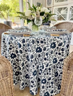 Fakistra Round Tablecloth Blue