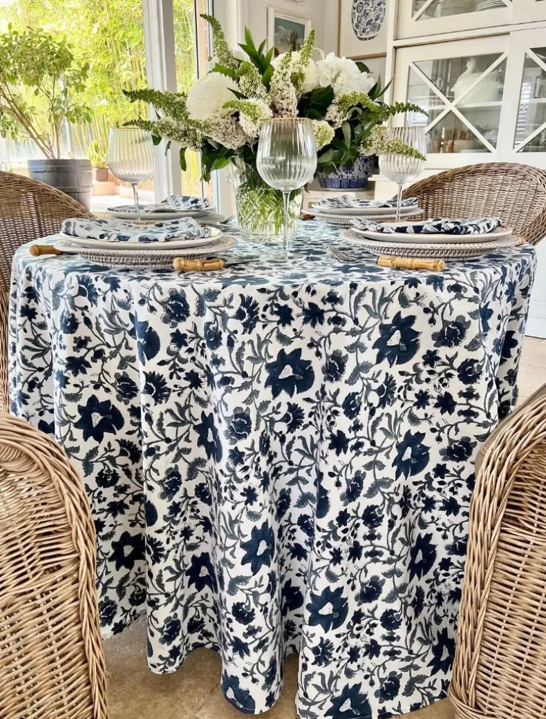 Fakistra Round Tablecloth Blue