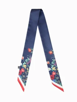 Floral Navy Narrow Scarf