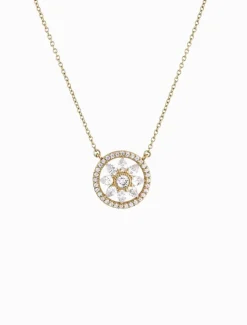 Flower Cubic Zirconia Pendant on Fine Chain Gold