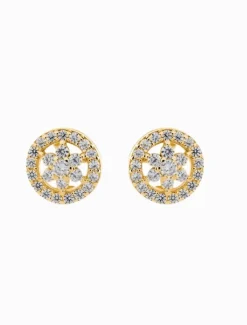 Flower Cubic Zirconia Studs Gold