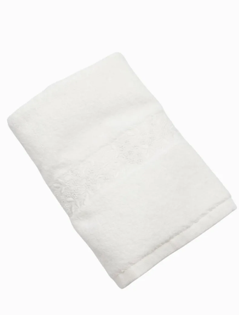 Flower Flourish Hand Towel White