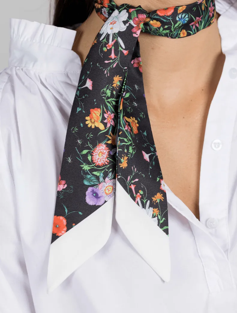 Flower Show Neck Scarf Black
