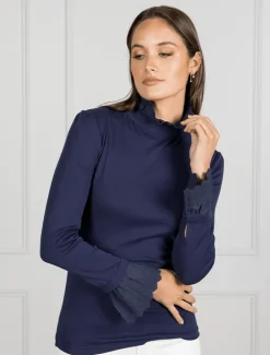 Freya Frill Top Navy