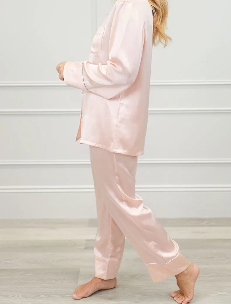 Gabriella Long Sleeve Silk Pyjamas Pink