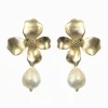 Gold Flower Pearl Drops