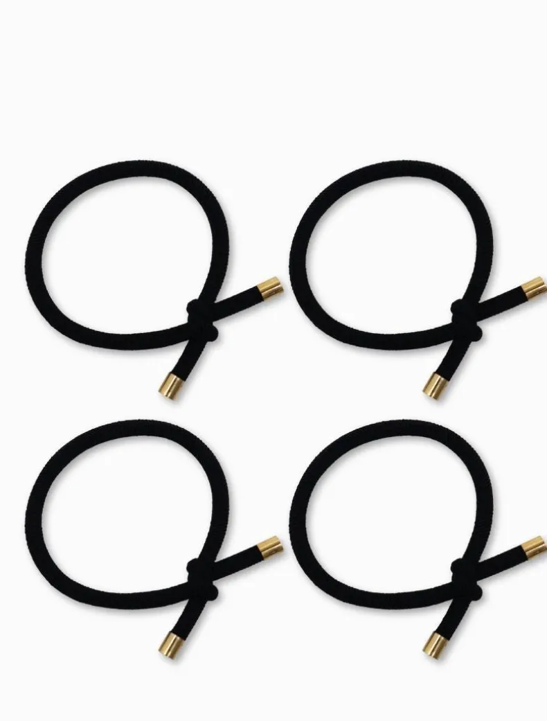 Gold Tip Hair Ties Pack of 4 Black