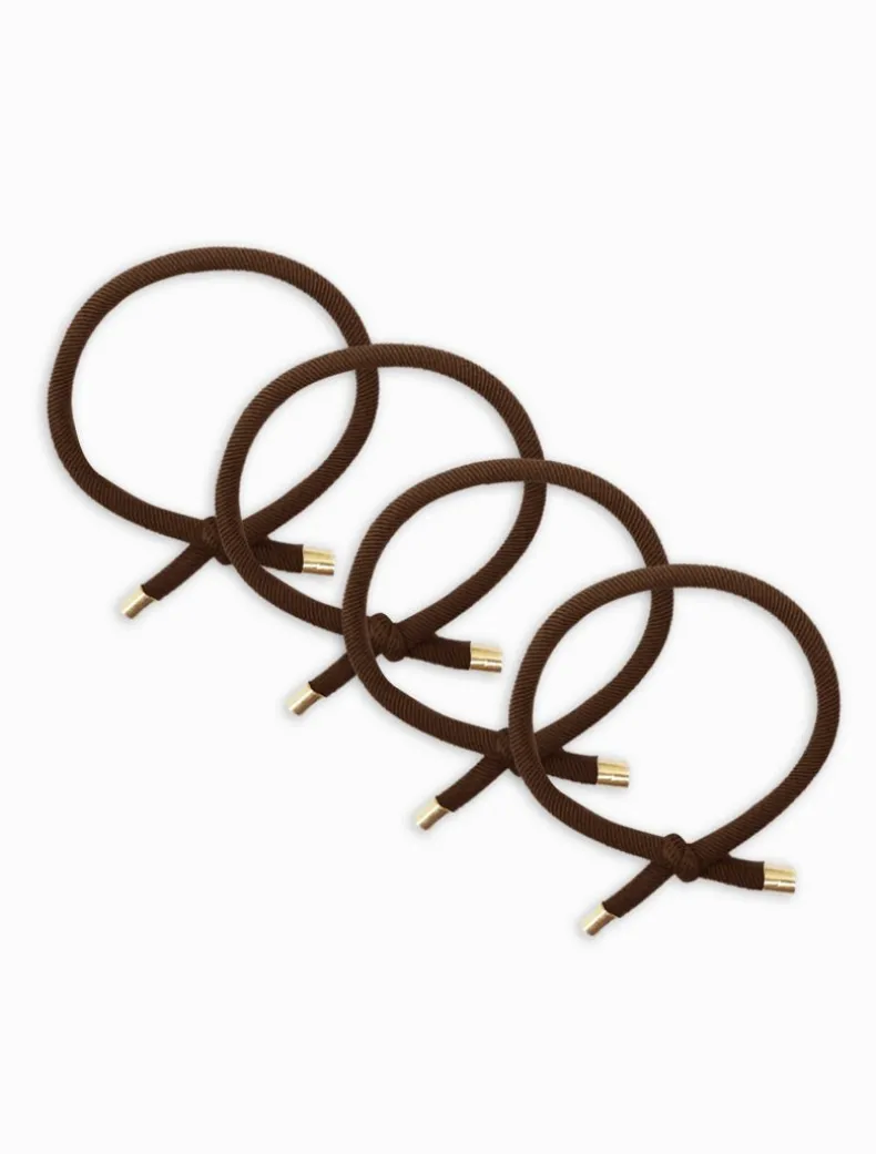 Gold Tip Hair Ties Pack of 4 Brown
