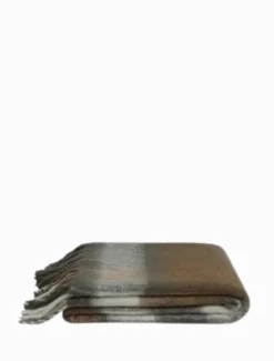 Grey Brown Plaid Tassel Throw